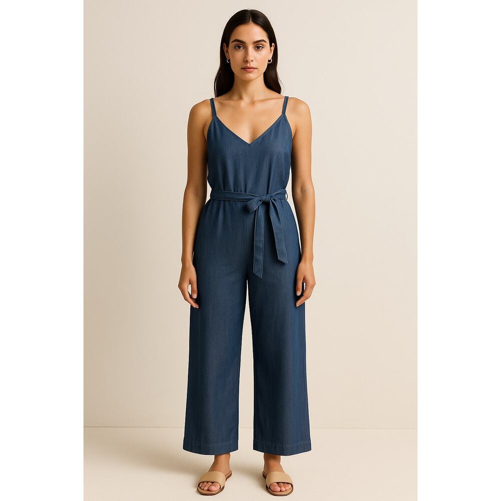 Bridge & Burn Elena Denim Chambray Wide-Leg Jumpsuit – Size XL